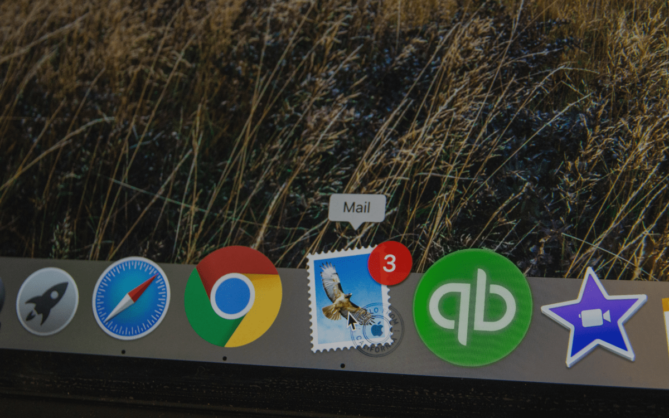 Email apps on computer screen