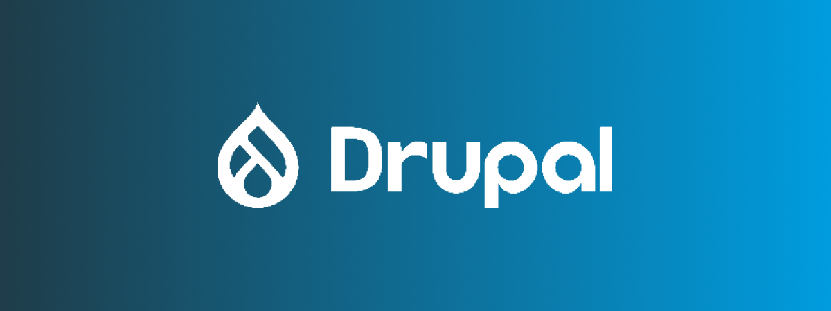 Drupal logo on colored background